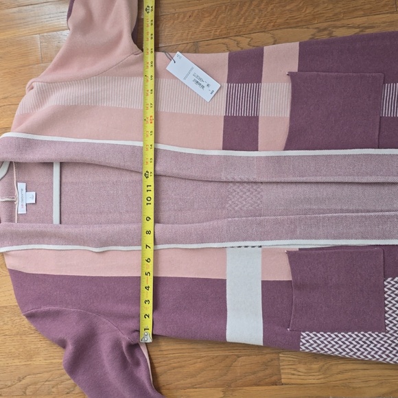 LIZ CLAIBORNE WOMEN'S MULTIPLE MAUVES AND WHITE LONG OPEN CARDIGAN SIZE LARGE - Picture 12 of 16